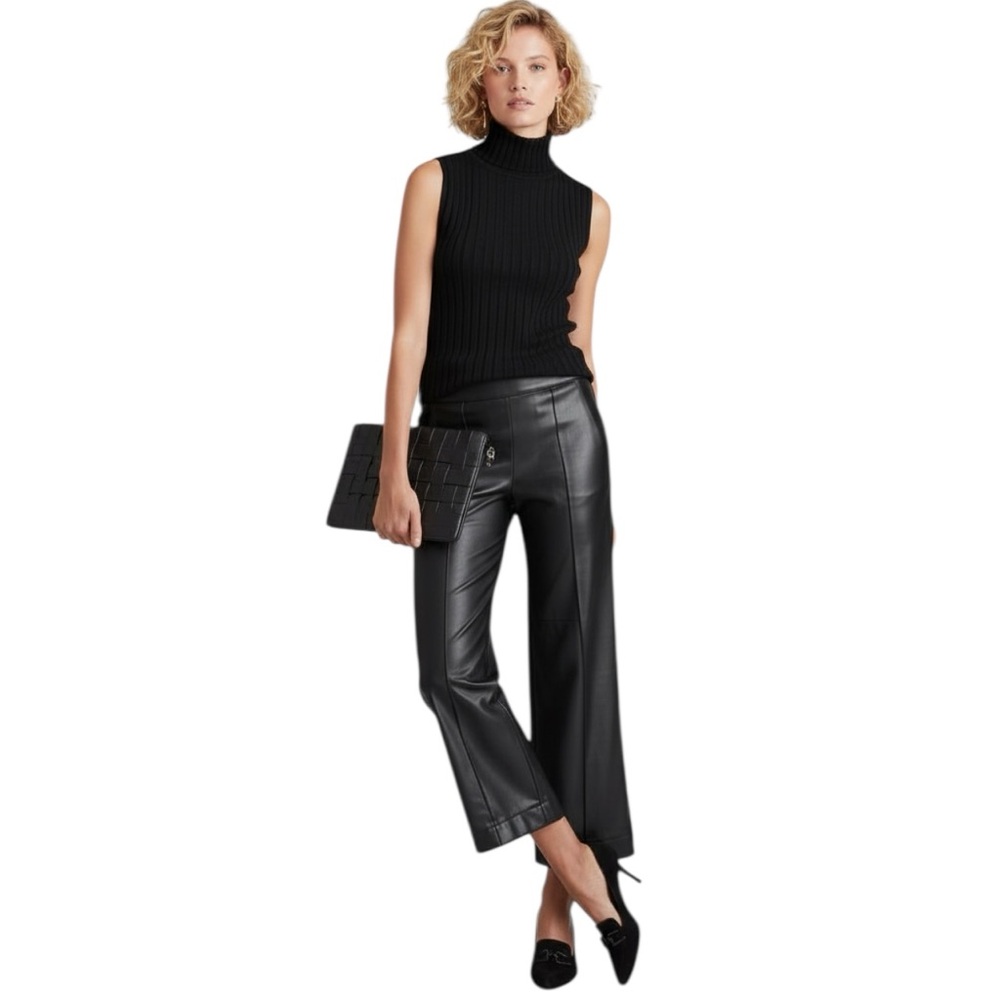 Soft Surroundings Rivka Faux Leather Wide Leg Cropped Pants Size S Like New
